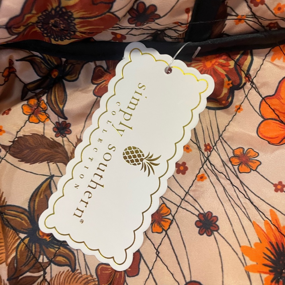 Simply Southern Black and Orange Bomber Jacket Floral Design - Picture 9 of 10